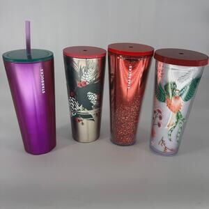 Starbucks‎ Tumbler bundle of 4 Holiday sparkle hummingbird stainless steel cups